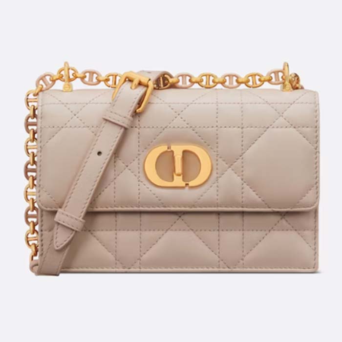 Dior Women CD Miss Caro Mini Bag Caramel Beige Macrocannage Lambskin