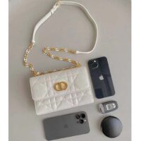 Dior Women CD Miss Caro Mini Bag Latte Macrocannage Lambskin (14)