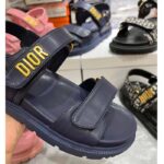 Dior Women CD Shoes DiorAct Sandal Royal Blue Lambskin Gold-Finish Metal Signature - Image 6