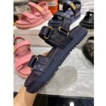 Dior Women CD Shoes DiorAct Sandal Royal Blue Lambskin Gold-Finish Metal Signature - Image 4