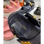 Dior Women CD Shoes DiorAct Sandal Royal Blue Lambskin Gold-Finish Metal Signature - Image 7