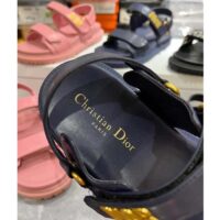 Dior Women CD Shoes DiorAct Sandal Royal Blue Lambskin Gold-Finish Metal Signature (4)