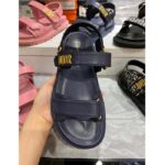 Dior Women CD Shoes DiorAct Sandal Royal Blue Lambskin Gold-Finish Metal Signature - Image 3