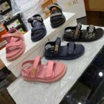 Dior Women CD Shoes DiorAct Sandal Royal Blue Lambskin Gold-Finish Metal Signature - Image 8