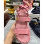 Dior Women CD Shoes DiorAct Sandal Pink Lambskin Gold-Finish Metal Signature - Image 3