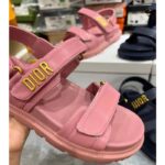 Dior Women CD Shoes DiorAct Sandal Pink Lambskin Gold-Finish Metal Signature - Image 6