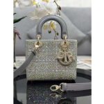 Dior Women CD Small Lady Dior Bag Gray Smooth Calfskin Satin Bead Embroidery - Image 2