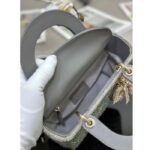 Dior Women CD Small Lady Dior Bag Gray Smooth Calfskin Satin Bead Embroidery - Image 9