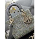Dior Women CD Small Lady Dior Bag Gray Smooth Calfskin Satin Bead Embroidery - Image 4