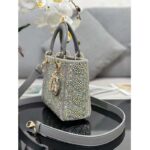 Dior Women CD Small Lady Dior Bag Gray Smooth Calfskin Satin Bead Embroidery - Image 5