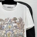 Dior Women CD T-Shirt White Cotton Linen Jersey Multicolor Étoile De Voyage Motif - Image 9