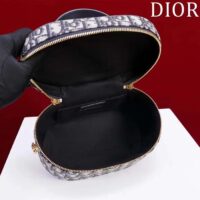 Dior Women Medium CD Signature Vanity Case Blue Oblique Jacquard Leather Handle (9)