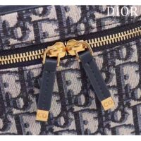 Dior Women Medium CD Signature Vanity Case Blue Oblique Jacquard Leather Handle (9)