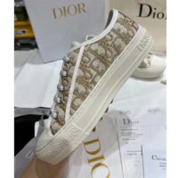 Dior Women Shoes CD Walk’N’Dior Platform Sneaker Gold-Tone Oblique Cotton Metallic Thread Embroidery (2)