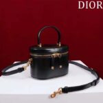 Dior Women Small CD Signature Vanity Case Black Calfskin Embossed Leather Handle - Image 3