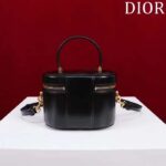 Dior Women Small CD Signature Vanity Case Black Calfskin Embossed Leather Handle - Image 4
