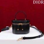 Dior Women Small CD Signature Vanity Case Black Calfskin Embossed Leather Handle - Image 2