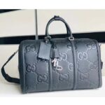 Gucci GG Unisex Jumbo GG Small Duffle Bag Black Leather Zip Closure - Imagen 2