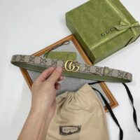 Gucci GG Unisex Marmont Reversible Thin Belt Beige Ebony GG Supreme Canvas (5)