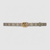 Gucci GG Unisex Marmont Reversible Thin Belt Beige Ebony GG Supreme Canvas (5)