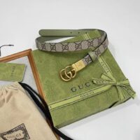 Gucci GG Unisex Marmont Reversible Thin Belt Beige Ebony GG Supreme Canvas (5)