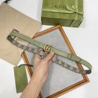 Gucci GG Unisex Marmont Reversible Thin Belt Beige Ebony GG Supreme Canvas (5)