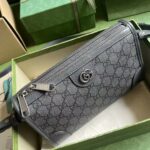Gucci GG Unisex Ophidia GG Messenger Bag Grey Black GG Supreme Canvas – Image 3