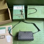 Gucci GG Unisex Ophidia GG Messenger Bag Grey Black GG Supreme Canvas – Image 10