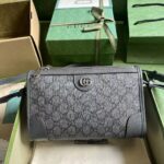 Gucci GG Unisex Ophidia GG Messenger Bag Grey Black GG Supreme Canvas – Image 2
