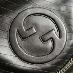 Gucci Unisex Blondie Medium Tote Bag Black Leather Round Interlocking G - immagine 8