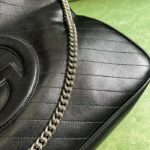 Gucci Unisex Blondie Medium Tote Bag Black Leather Round Interlocking G - immagine 9