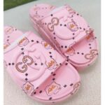 Gucci Unisex GG Animal Print Rubber Slide Sandal Pink Embossed Interlocking G Low Heel - Image 7