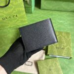 Gucci Unisex GG Bi-Fold Wallet Horsebit Black Leather Moiré Lining - Imagen 3