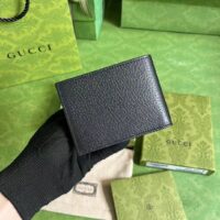 Gucci Unisex GG Bi-Fold Wallet Horsebit Black Leather Moiré Lining (5)