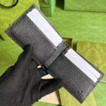 Gucci Unisex GG Bi-Fold Wallet Horsebit Black Leather Moiré Lining - Imagen 6