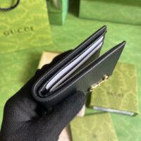 Gucci Unisex GG Bi-Fold Wallet Horsebit Black Leather Moiré Lining (5)