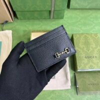 Gucci Unisex GG Card Case Horsebit Wallet Black Leather 4 Card Slots (1)
