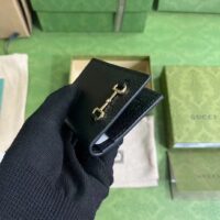 Gucci Unisex GG Card Case Horsebit Wallet Black Leather Four Card Slots (9)