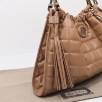 Gucci Unisex GG Deco Medium Tote Bag Rose Beige Quilted Leather Interlocking G (9)