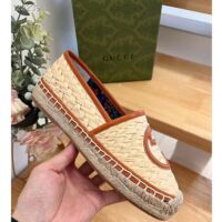 Gucci Unisex GG Interlocking G Espadrille Natural Raffia Leather Round (4)