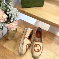 Gucci Unisex GG Interlocking G Espadrille Natural Raffia Leather Round (4)