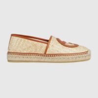 Gucci Unisex GG Interlocking G Espadrille Natural Raffia Leather Round (4)