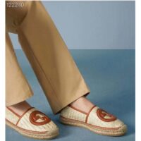 Gucci Unisex GG Interlocking G Espadrille Natural Raffia Leather Round (4)