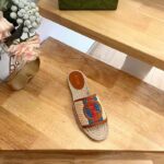 Gucci Unisex GG Interlocking G Espadrille Natural Raffia Leather Round Flat Sandal – Bild 2