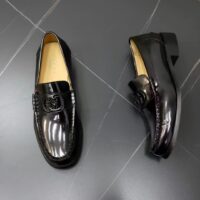 Gucci Unisex GG Interlocking G Loafer Black Leather Flat 1.5 CM Heel (6)