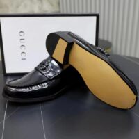 Gucci Unisex GG Interlocking G Loafer Black Leather Flat 1.5 CM Heel (6)