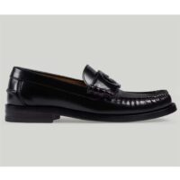 Gucci Unisex GG Interlocking G Loafer Black Leather Flat 1.5 CM Heel (6)
