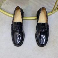 Gucci Unisex GG Interlocking G Loafer Black Leather Flat 1.5 CM Heel (6)