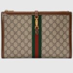 Gucci Unisex GG Jackie 1961 Pouch Beige Ebony GG Supreme Canvas Zipper Closure