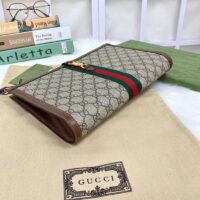 Gucci Unisex GG Jackie 1961 Pouch Beige Ebony GG Supreme Canvas Zipper Closure (1)